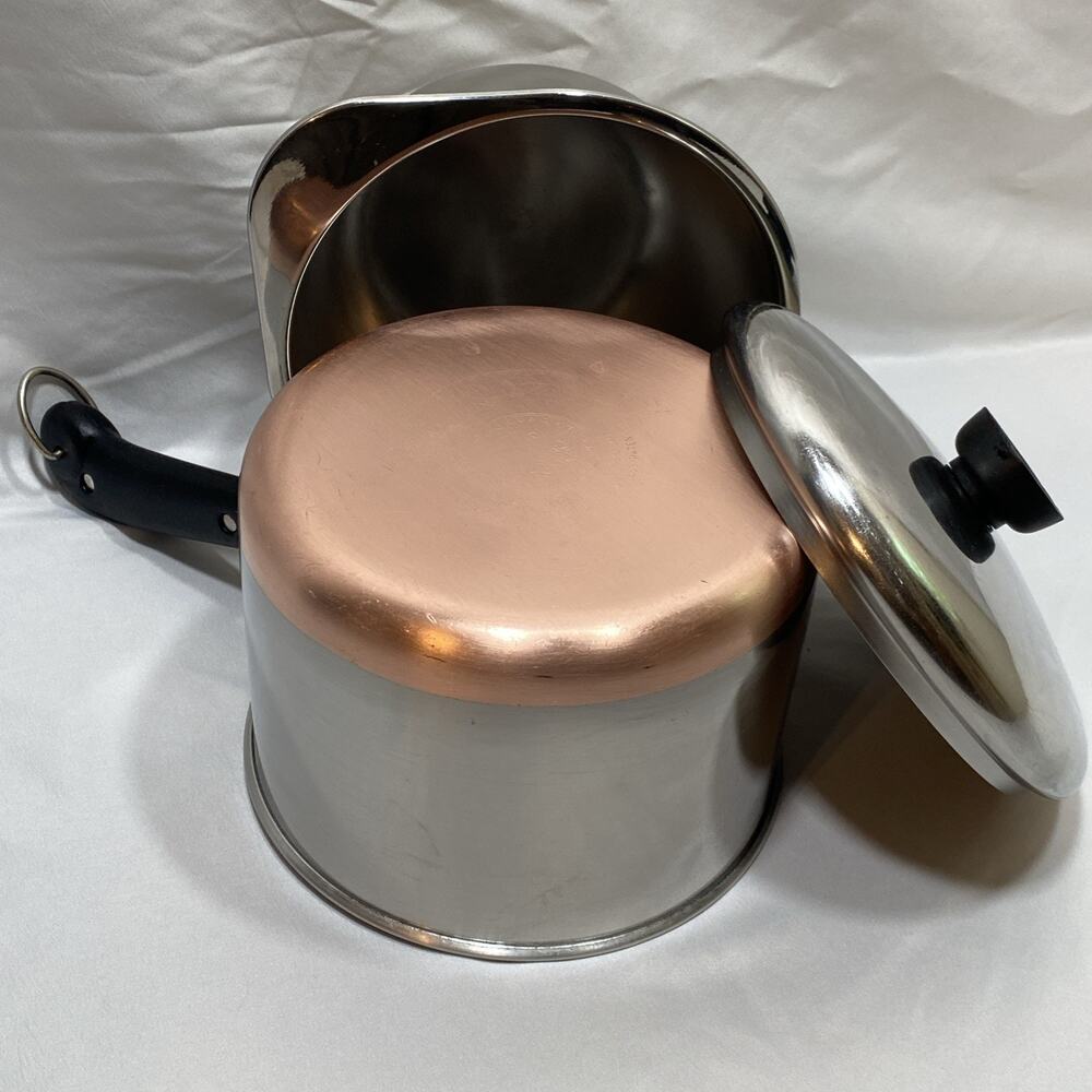 Revere Ware 3 Qt Saucepan Boiler Copper Bottom With Lid Stainless Steel Pre-1968